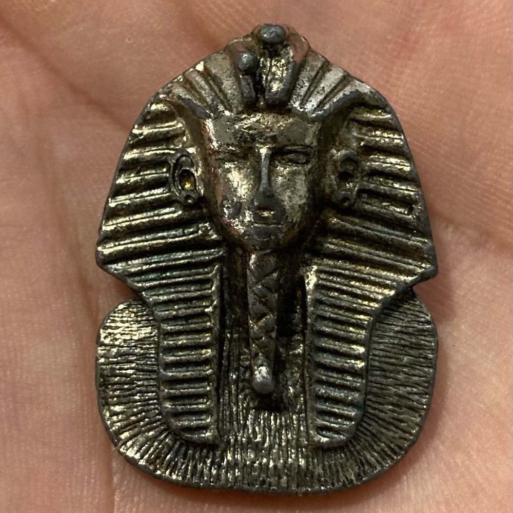 Vintage Silver Plated? Pewter ?Egyptian Pharaoh Pendant